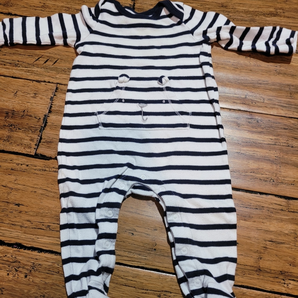 5/$20 striped bear footed romper